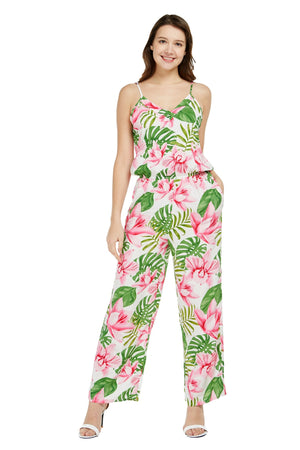 Women's Strap V with Pockets Jumpsuit  in Lotus Orchid