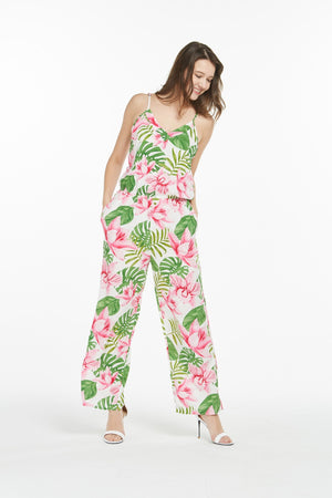 Women's Strap V with Pockets Jumpsuit  in Lotus Orchid