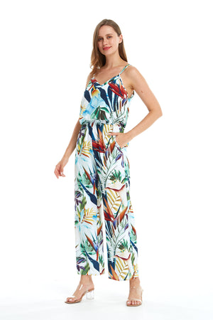 Women's Strap V with Pockets Jumpsuit in Lost in Paradise