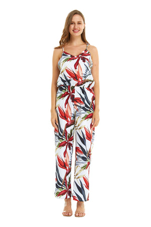 Women's Strap V with Pockets Jumpsuit in Garden at Dawn