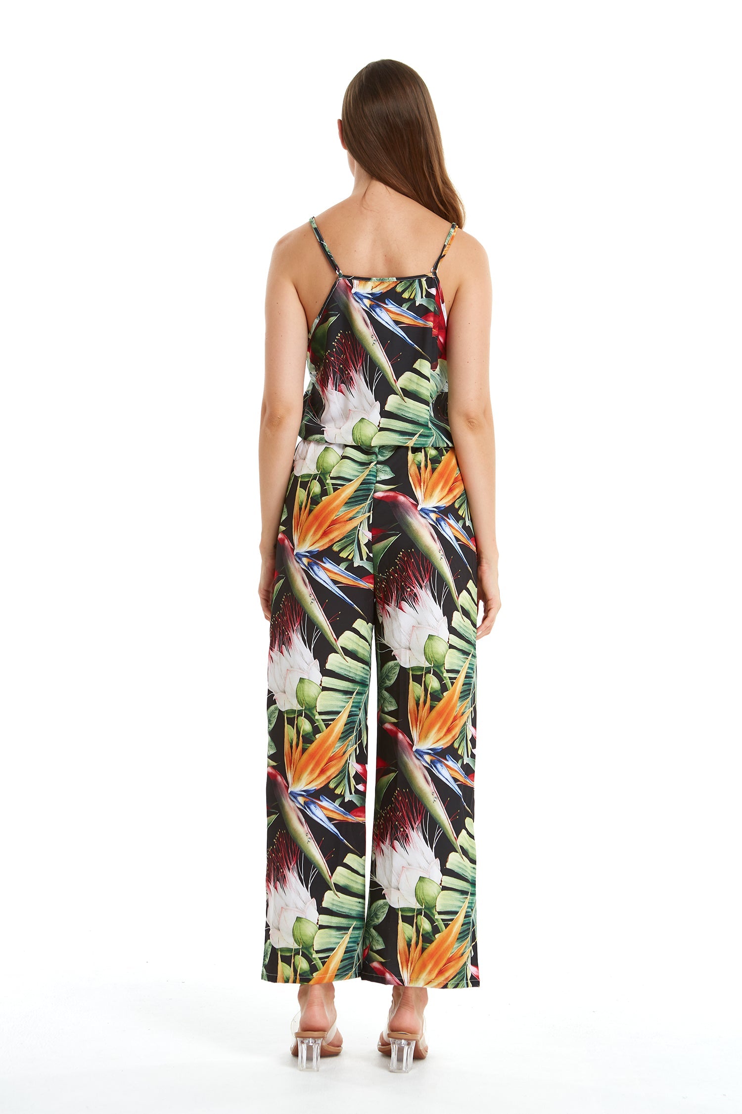 Women's Strap V with Pockets Jumpsuit in Tropical Twilight