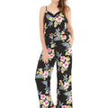 Women's Strap V with Pockets Jumpsuit in Hibiscus Black