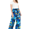 Women's High Slit Wide Leg Palazzo Pants in Sunset Blue