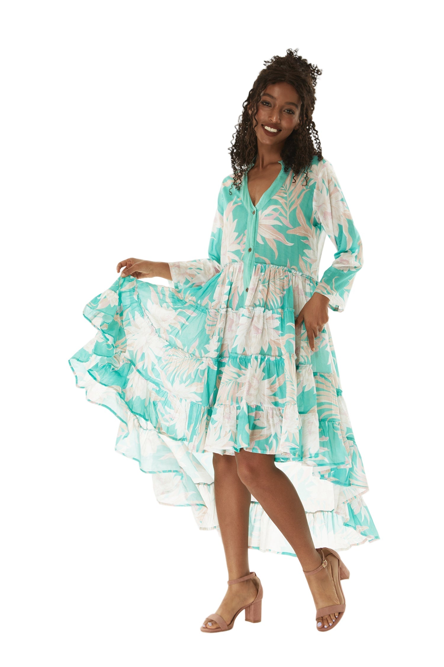 Women's Cover Up Dress in Wispy Cereus Palm Mist