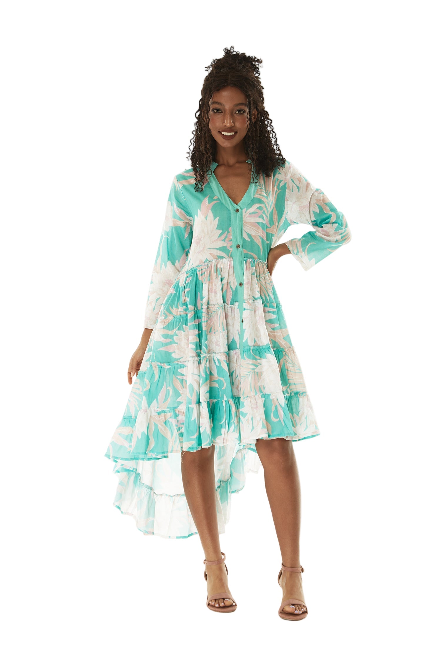 Women's Cover Up Dress in Wispy Cereus Palm Mist