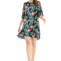 Women's 3/4 Sleeve Dress in Blooming Lily Black