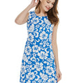 Women's Tank Fitted Dress in Vintage Hibiscus Blue