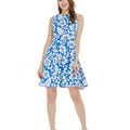 Women's Vintage Fit and Flare Dress in Vintage Hibiscus Blue