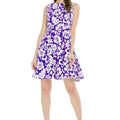 Women's Vintage Fit and Flare Dress in Vintage Hibiscus Purple