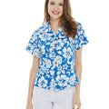 Women's Lady Aloha Shirt in Vintage Hibiscus Blue