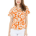 Women's Lady Aloha Shirt in Vintage Hibiscus Orange