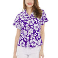 Women's Lady Aloha Shirt in Vintage Hibiscus Purple