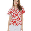 Women's Lady Aloha Shirt in Vintage Hibiscus Red