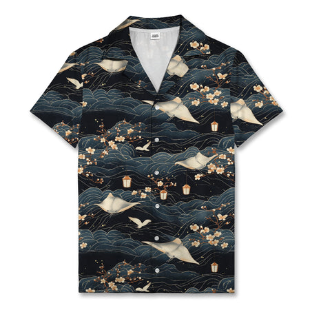 Japanese Manta Ray Wave Lantern Hawaiian Shirt