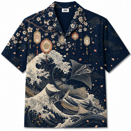 Manta Ray Japanese Hawaiian Shirt
