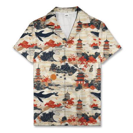 Japanese Whale Pagoda Hawaiian Shirt