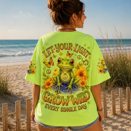 Let Your Light Grow Wild Every Single Day Hippie Frog All Over Print T-Shirt