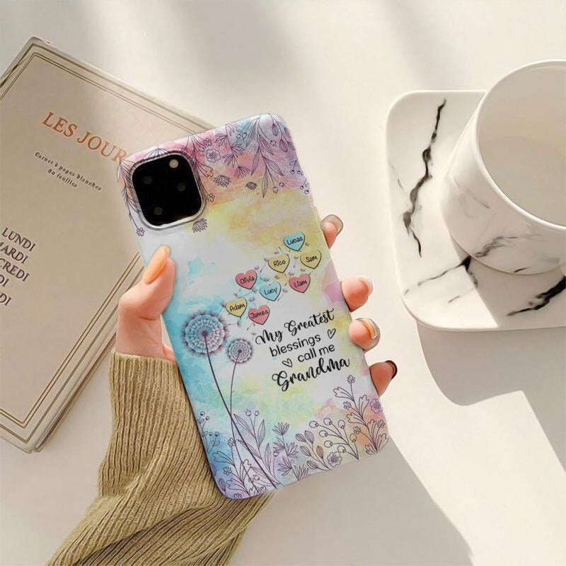 My Greatest Blessings call me Grandma Mommy Nana Auntie Dandelions  Personalized Phone Case