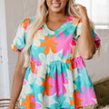 Kathryn Bubble Sleeve Peplum Blouse