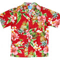 Pineapple Party Boys Tropical Hawaiian Aloha Shirt in Red