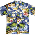 Palm Isle Boys Tropical Hawaiian Aloha Shirt in Navy