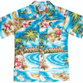 Palm Isle Boys Tropical Hawaiian Aloha Shirt in Turquoise