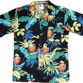 Paradise Parrots Boys Tropical Hawaiian Aloha Shirt in Black
