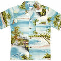 Ocean Breeze Boys Tropical Hawaiian Aloha Shirt in Blue