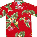 BOP Plumeria Boys Tropical Hawaiian Aloha Shirt in Red