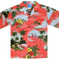 Island Sunset Boys Tropical Hawaiian Aloha Shirt in Coral