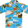 Island Sunset Boys Tropical Hawaiian Aloha Shirt in Turquoise