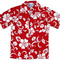 Hibiscus Paradise Boys Tropical Hawaiian Aloha Shirt in Red