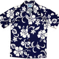 Hibiscus Paradise Boys Tropical Hawaiian Aloha Shirt in Royal