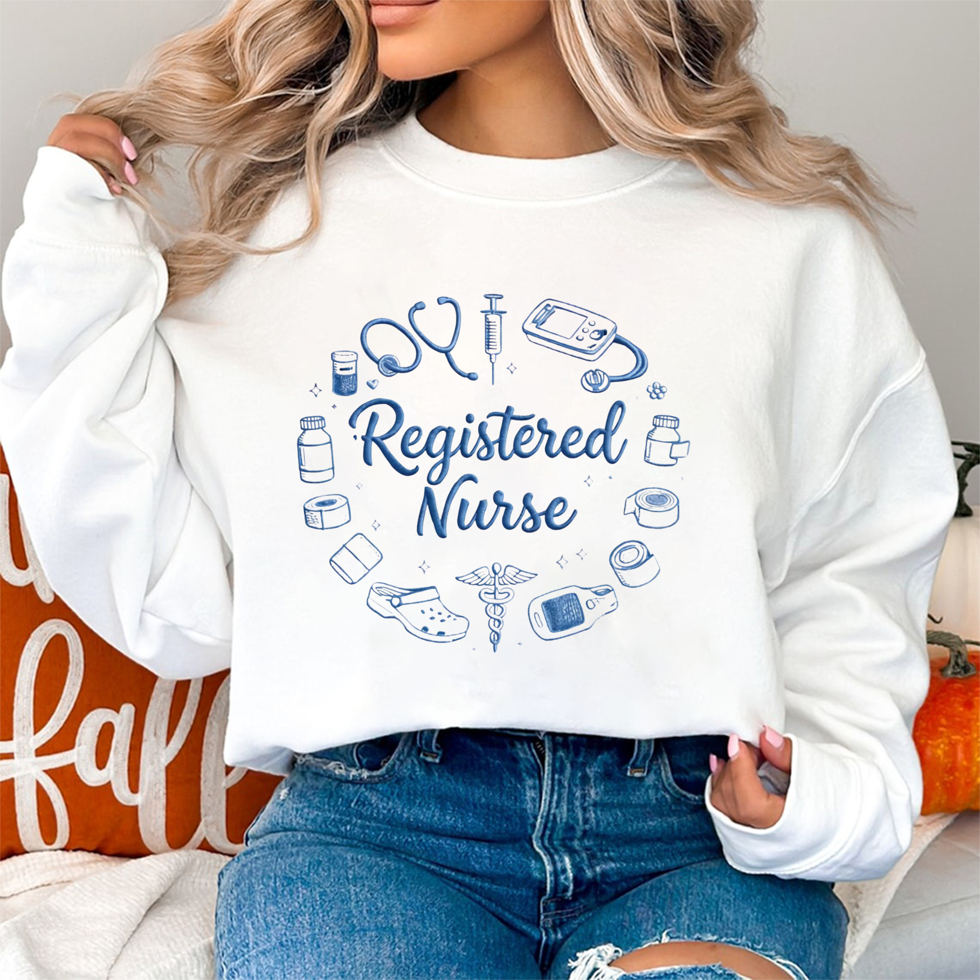 RN Registered Nurse Embroidery Sweater