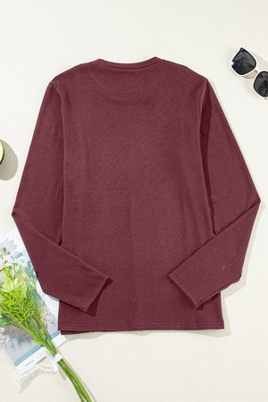 Judith Solid Exposed Seam Long Sleeve Top