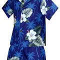 Hibiscus Floral Boys 2 Piece Tropical Cabana set in Navy