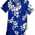 White Hibiscus Boys 2 Piece Tropical Cabana set in Blue