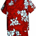 White Hibiscus Boys 2 Piece Tropical Cabana set in Red