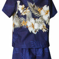 Big Hibiscus Boys 2 Piece Tropical Cabana set in Navy