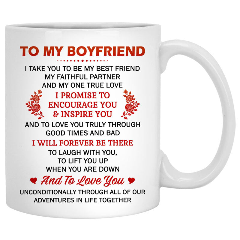 To my boyfriend Promise to encourage you and inspire you street customized mug, personalized Valentine's Day gift for him