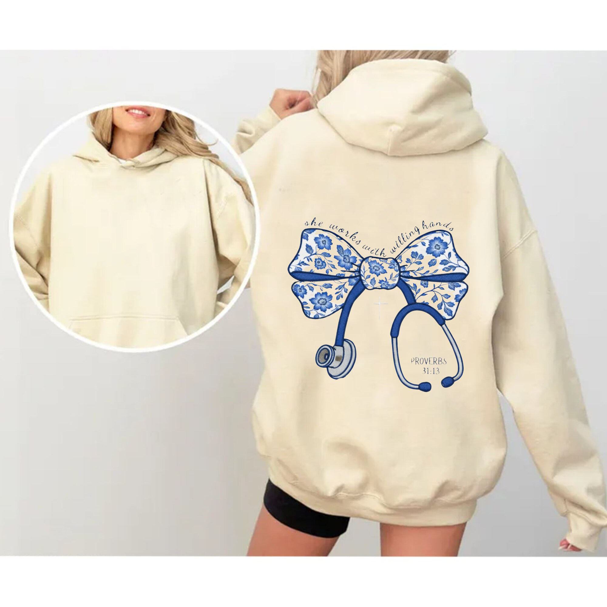 Proverbs 31 She Works With Willing Hands Embroidery Sweater