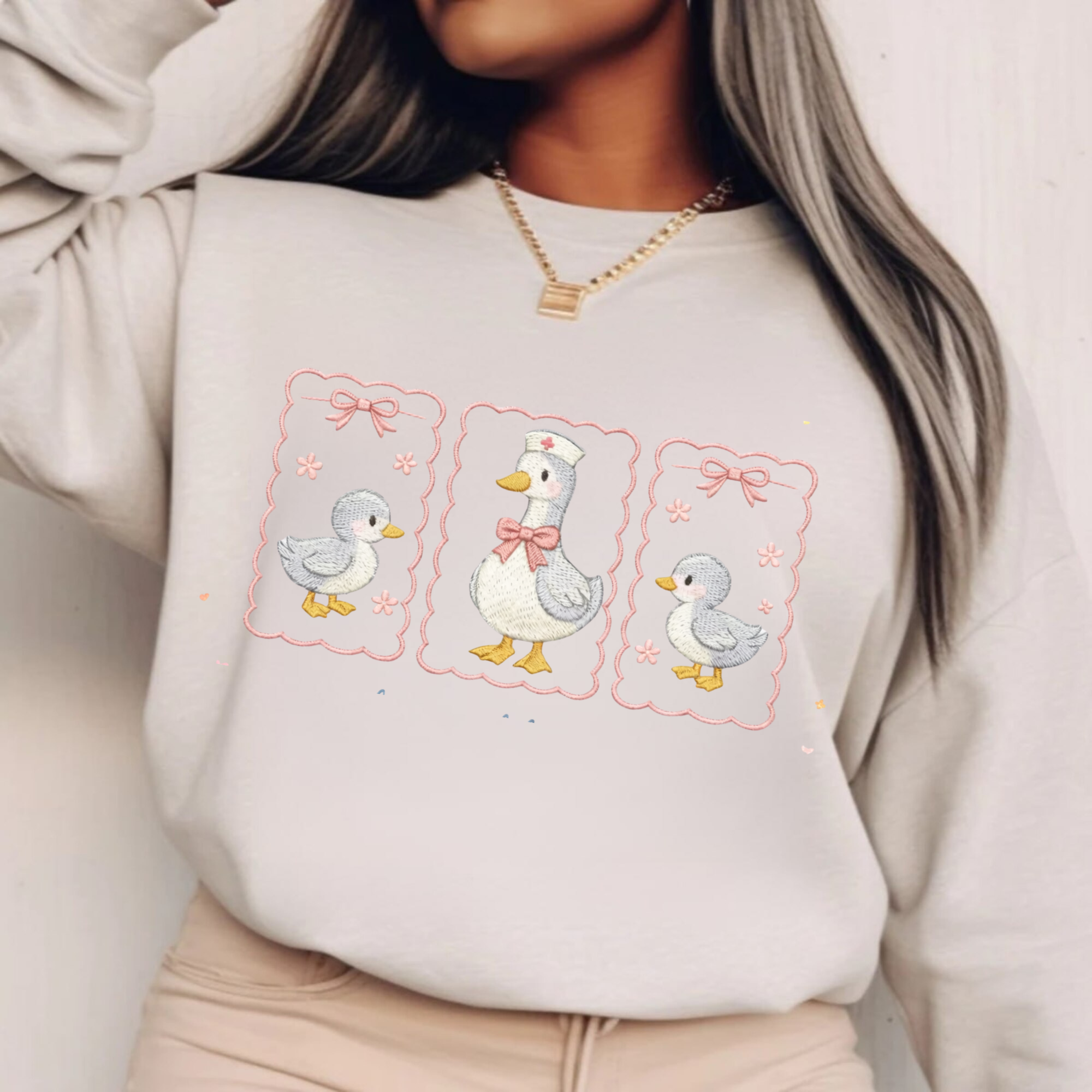 Labor Delivery Nurse Goose Embroidery File Silly Goose Nurse Life Machine Embroidery