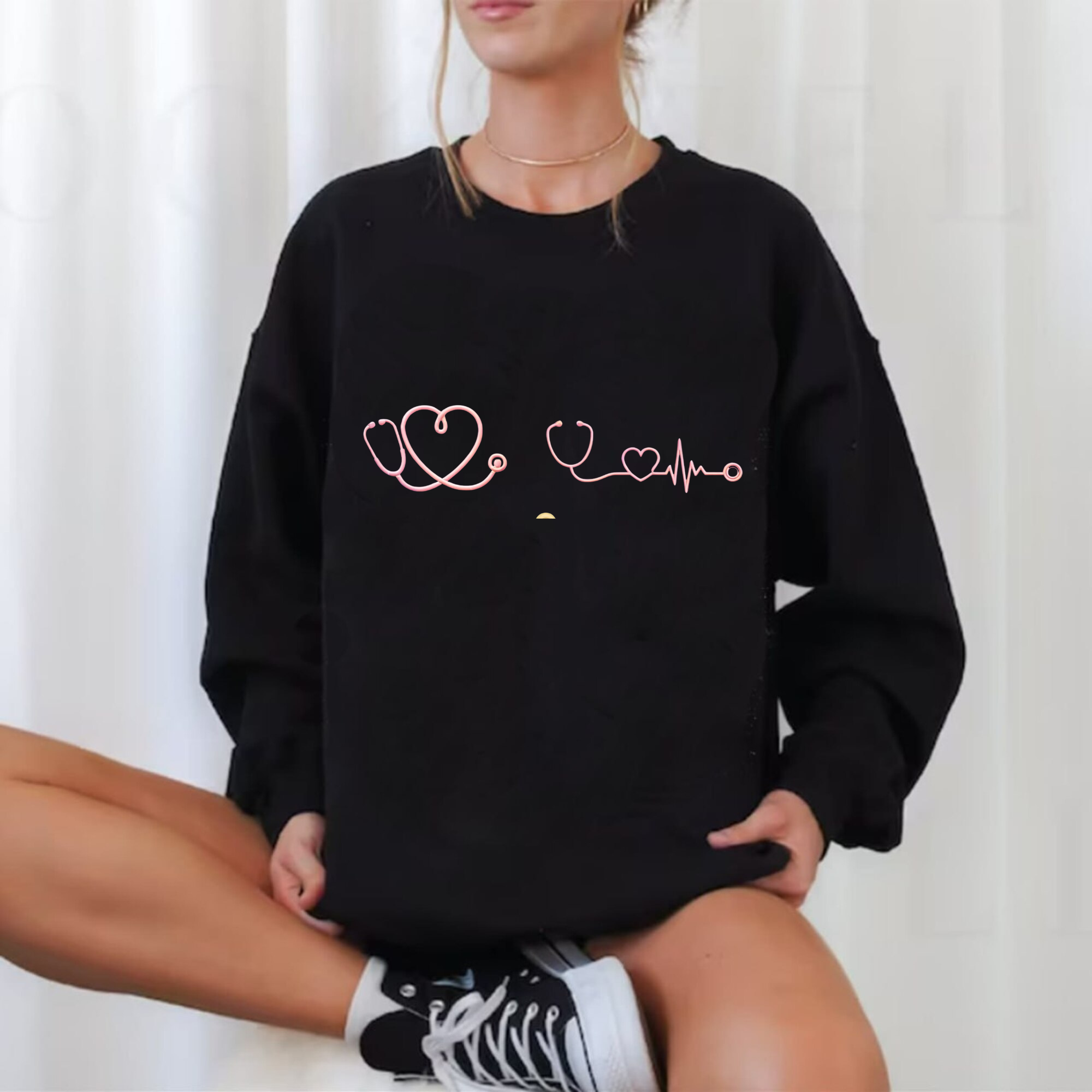 Combo set 2 Nurse Heartbeat Embroidery Sweater