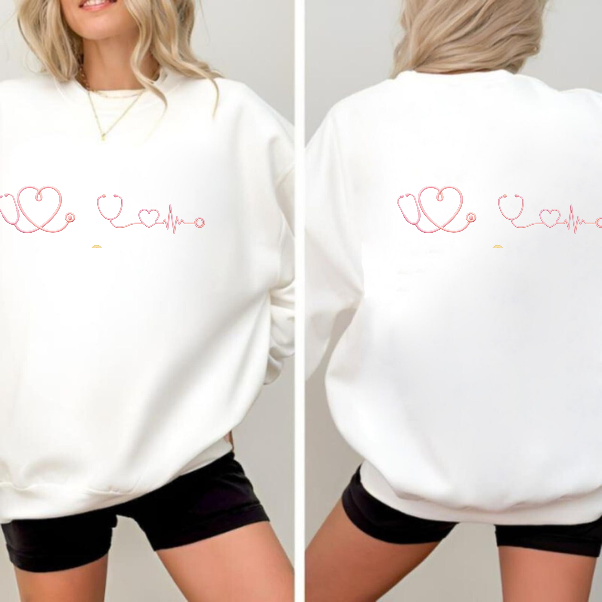 Combo set 2 Nurse Heartbeat Embroidery Sweater