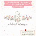 Labor and Delivery Nurse Embroidery File Wildflower OB Nurse L and D RN Midwife Floral Stitch Pattern