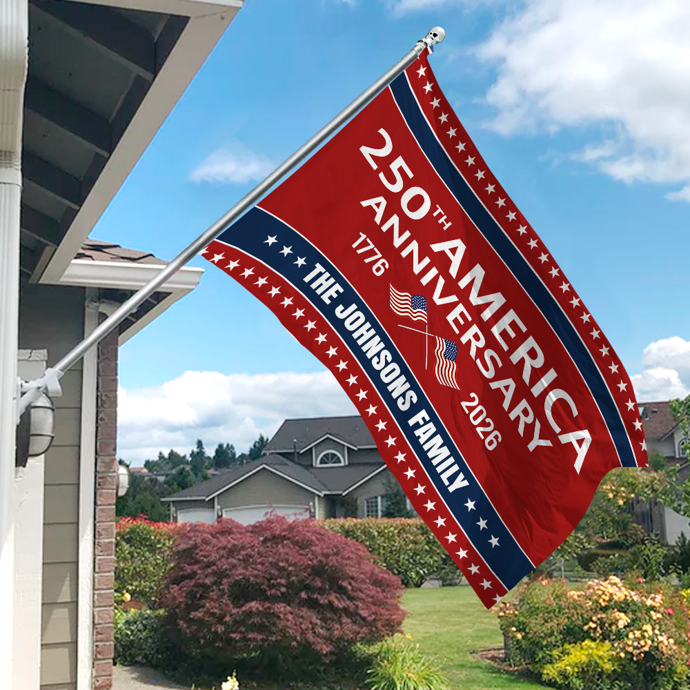 Custom Family Name 250th Anniversary 1776-2026 America Banner House Flag HA75 920342