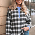 Ezra Half Placket Plaid Blouse