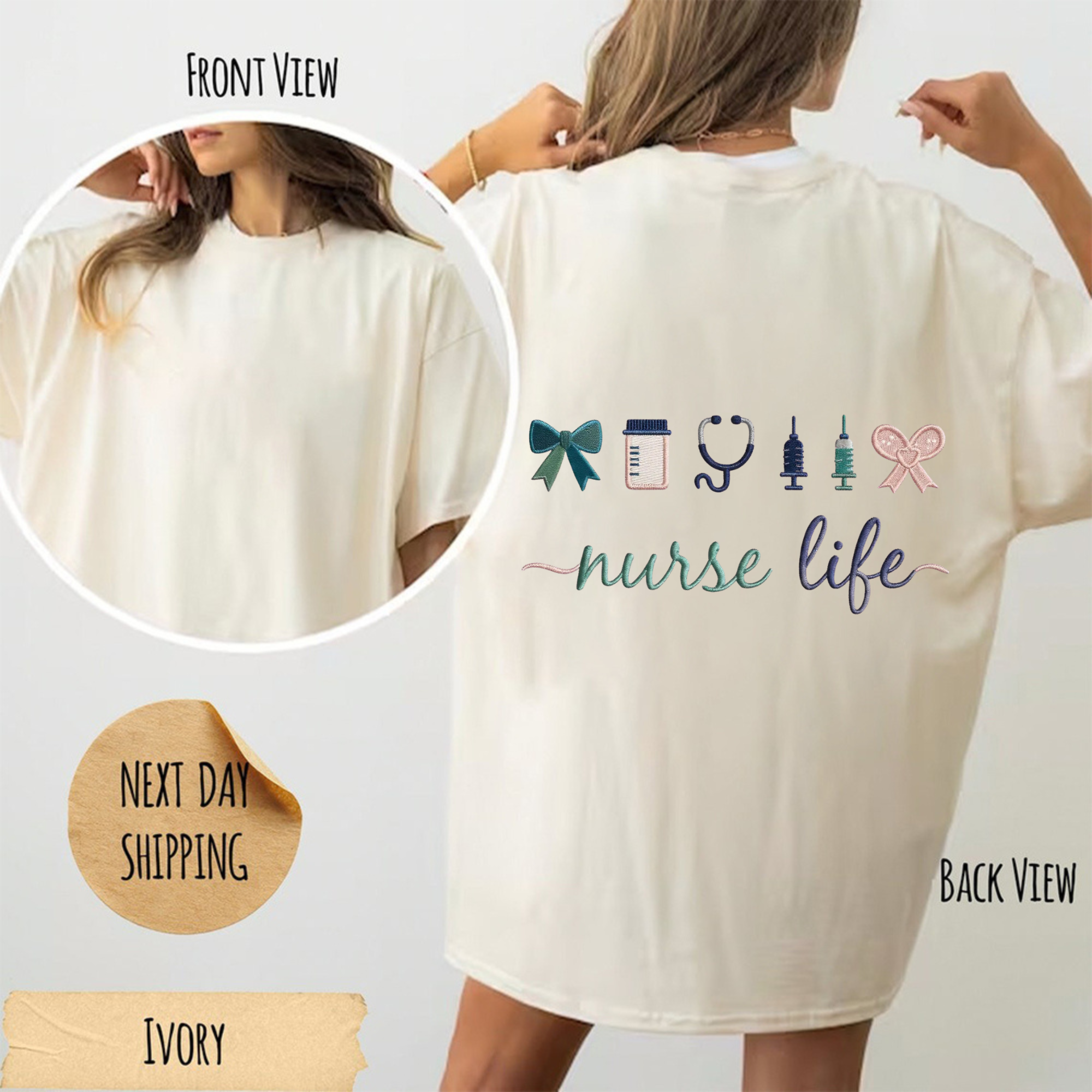 Nurse Life Embroidery T-Shirt