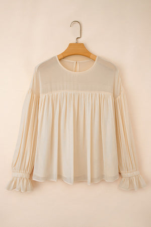 Mayaevi Sleeve Chiffon Blouse Long Sleeve Top