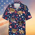 Custom Pet Face Hawaiian Shirt | Personalized Dog Cat Photo Independence Day Shirt | 4th of July Hawaiian Shirt 682302